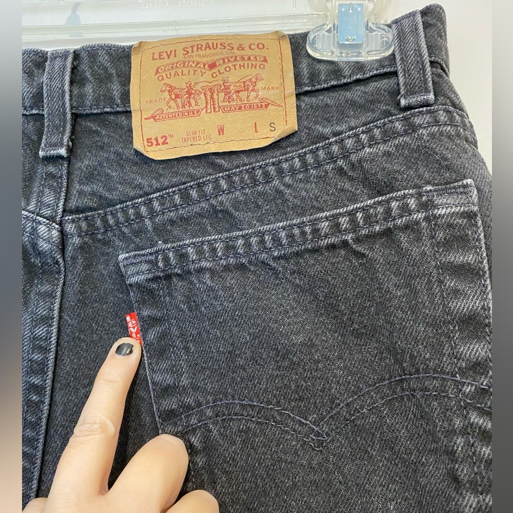 VTG 90s Faded Black Levi’s 512 Slim Fit Tapered Leg - Picture 5 of 7